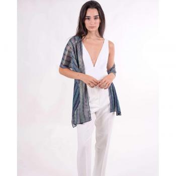 Chal de fiesta zigzag azul con brillo MR Complements