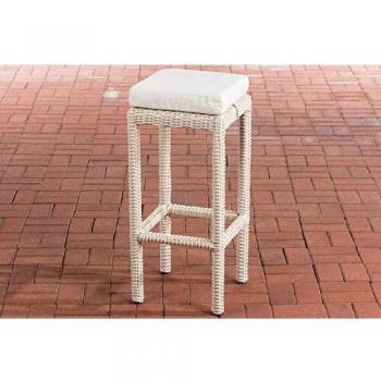 CLP Rattan Barhocker Alia – Rundrattan 5 mm, perlweiß, 37×37 cm Sitzfläche