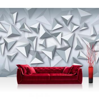 Abstrakte Vliestapete 152.5 x 104 cm – Dreieckskunstwerk Grau (No. 4305)