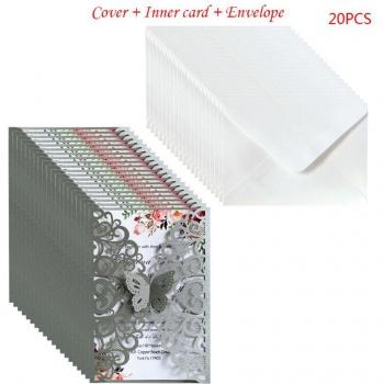 Ensemble de 20 invitations de mariage papillon avec enveloppes