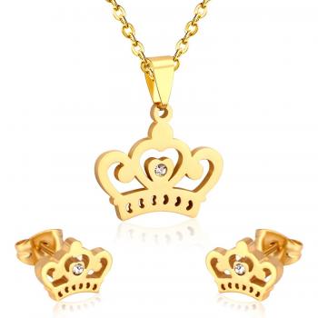 LUXUKISSKIDS Women's Wedding Crown Pendant Earrings