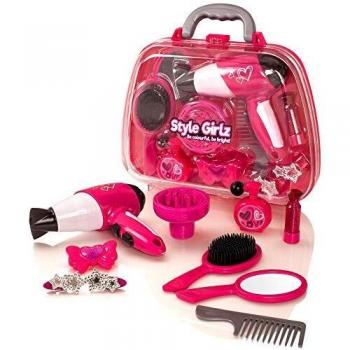 Girls Pretend Play Cosmetic Carry Case Beauty Salon Playset with Accessories