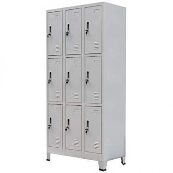 VidaXL Locker Cabinet with 9 Compartments Steel 90x45x180 cm Grey