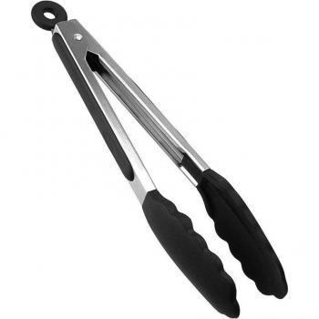 12-Inch Stainless Steel Silicone BBQ Grilling Tongs