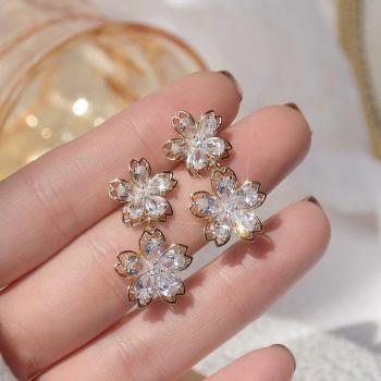 Bijoux de Mariage Fleurs en Or 14k et Zircone
