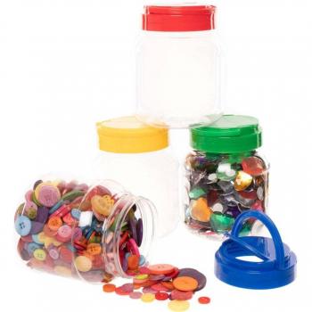Storage Jars with Colored Lids & Handles (Pack of 4) Craft Storage