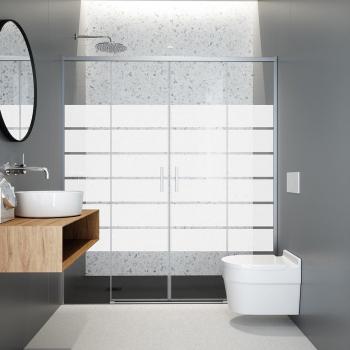 Profiltek Salma SA-325, Mampara de Ducha Frontal con Cristal Satinado, Plata Brillo, Altura 155-158 cm