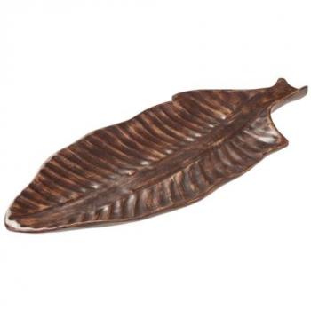 Centro de Mesa Hoja Marrón 54x4,5x23,5 cm Decoración Elegante