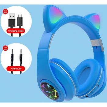 M2 Wireless Cat Ear Headset with Mic and AUX Support