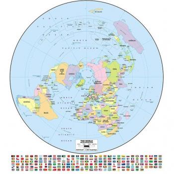 Non-woven Waterproof Round World Map with Flags 90x90cm