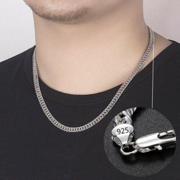 Classic Men's 925 Sterling Silver Necklace, 6MM Chain, 24 Inches