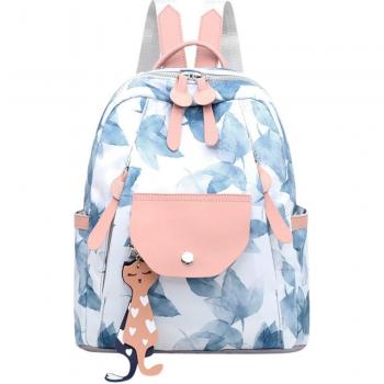 Vintage Women’s School Backpack with Leaves Design