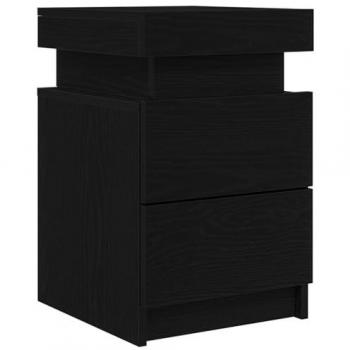 Bancale di Notte LED Rovere Nera 35x39x55 cm