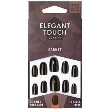 24× Garnet Ovals: Elegant Touch Fake Nails + Adhesive Kit