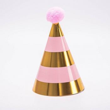 10pcs Paper Birthday Hats with Polka Dots and Pompoms