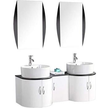 Simba 138 cm Bathroom Cabinet White with Washbasin