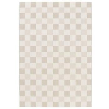 Tappeto Sweeek beige a scacchi, poliestere riciclato