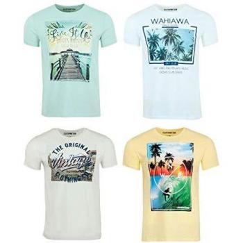Riverso Herren T-Shirt RIVLukas 4er Pack Fotodruck Rundhals Kurzarm Shirt Regular Baumwolle S