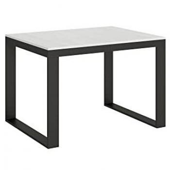Table à manger moderne extensible 6-10 places blanche métal anthracite