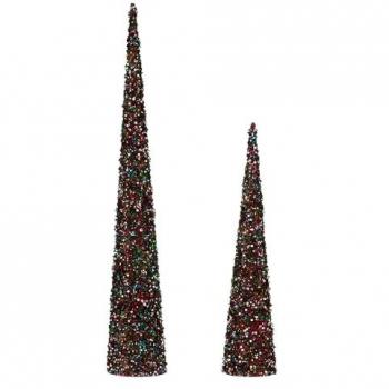 Cônes de Noël en plastique bleu fuchsia