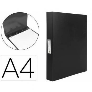 Carpeta 4 Anillas 25mm Polipropileno DIN A4 Negro