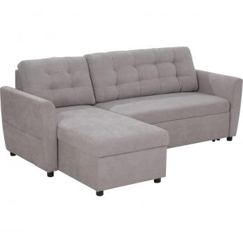 Divano Letto 3 Posti con Chaise Longue e Contenitore, Grigio