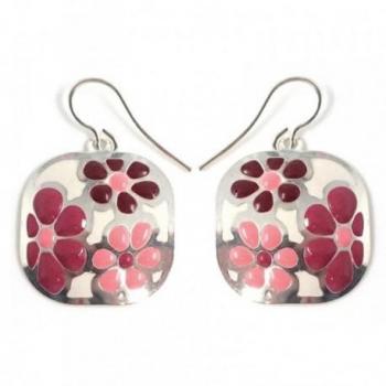 Pendientes Rosas Esmaltados – Largo 21mm en Plata Ley 925