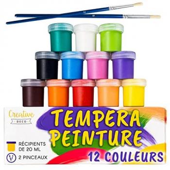 Pack Peinture Tempera pour Bébé – Creative Deco – 12 x 20 ml