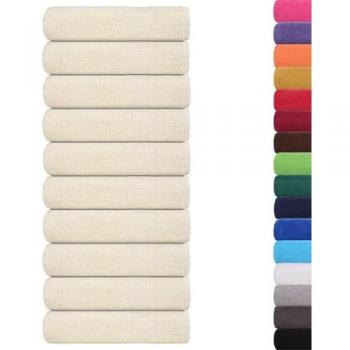 Serviettes de douche en coton crème 10 pcs 70x140 cm 360 g/m²