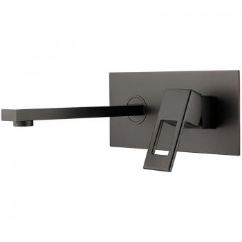 Robinet carré à encastrer pour lavabo noir mat 21 cm