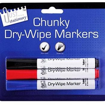 Droogafveeg Stiften voor Whiteboard (3 Stuks) Zwart