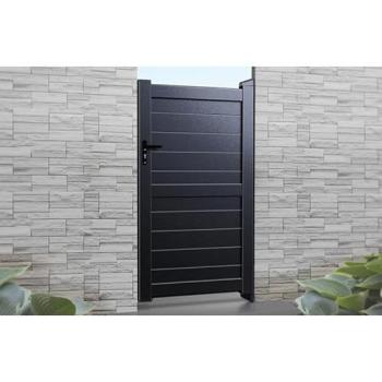 Horizontal Pedestrian Gate 1200x1800 Black – Solid Infill & Flat Roof
