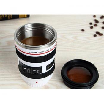 2020Creative Premium Stainless Steel Liner Camera Lens Cup, 300ml, With Lid