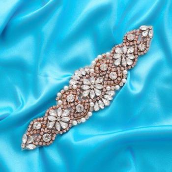 Bridal Pearls Rhinestones Sash F104