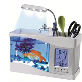 Mini Acuario Solar Dorado