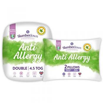 Slumberdown Allergy-Free 4.5 Tog Summer Duvet for Doubles, Including 2 Pillows