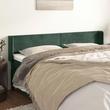 VidaXL Samt Kopfteil mit Ohren Dunkelgrün 163x16x78/88 cm