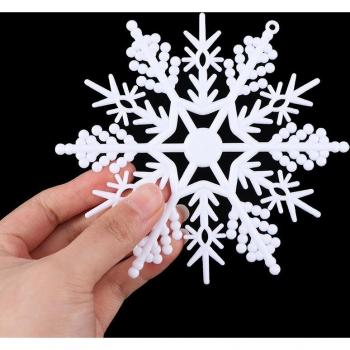 Set de 10 copos de nieve de plástico blanco para decoración de Navidad