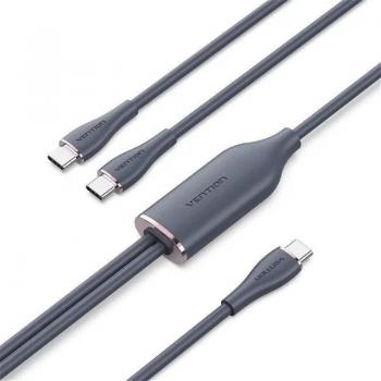 Câble Vention USB-C 1,5 m 2 ports Mâles Noir