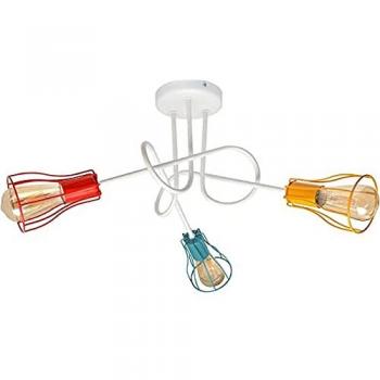 HELAM Oxford Plafón Semi Empotrado 64cm Multi Brazo Blanco, Naranja, Rojo, Turquesa