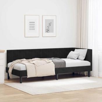 Cornice angolare letto nero 80x200 cm con testata in velluto