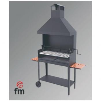 Barbecue Legno e Carbonella Inox 100cm con Sollevatore