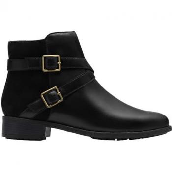Clarks Black Leather Havisham Bay Ankle Boot (Size 8)