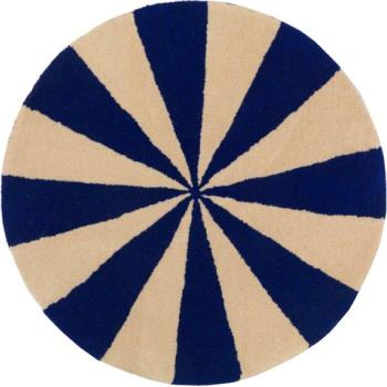 Tapis rond en laine bleu et blanc 130 cm Arch