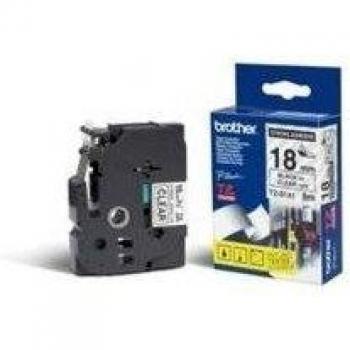 Cassette Bande Brother Noir 18 mm Transparent