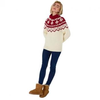 Manteau léger Joe Brown crème motif Fair Isle col roulé