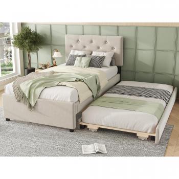 Cama Individual con Cama Nido 90x200cm en Beige