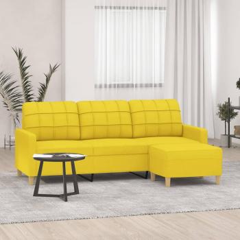 VidaXL Trivietė 180 cm Light‑Yellow Sofa with Chaise, Fabric Finish
