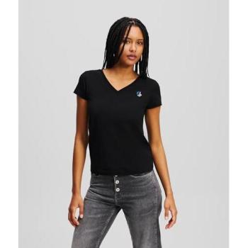 Karl Lagerfeld maglia a manica breve, regolare, cropped, monogram nero, XS