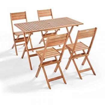 Tavolo e sedie pieghevoli da giardino in legno